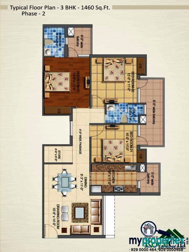 3 BHK Ready To Move Flats in Motia Royal Citi Ambala Road Zirakpur