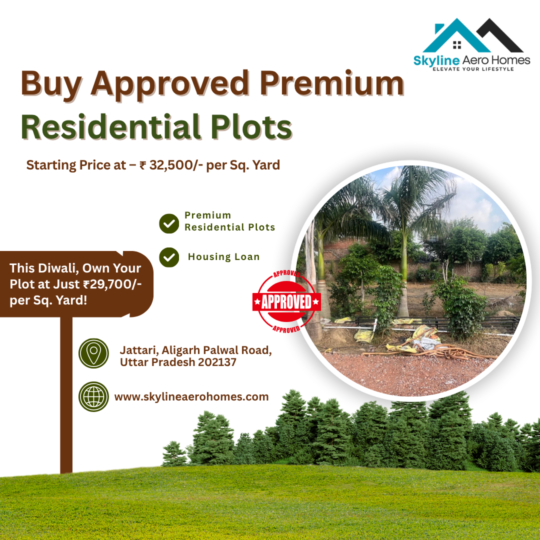 Residential Plots Near Jewar Airport | Call +91-9266559209 | 100 (Sq Yd) Plots for Sale in Jewar Airport at Aligarh Palwal Road Jattari