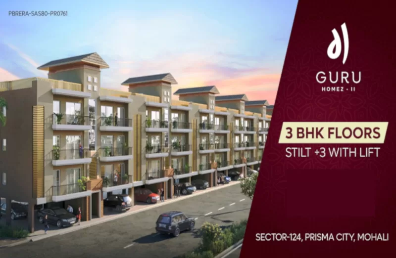 Guru Homes 2 Kharar | Call – 9290000454 | 3 BHK Flats For Sale in Sunny Enclave Kharar